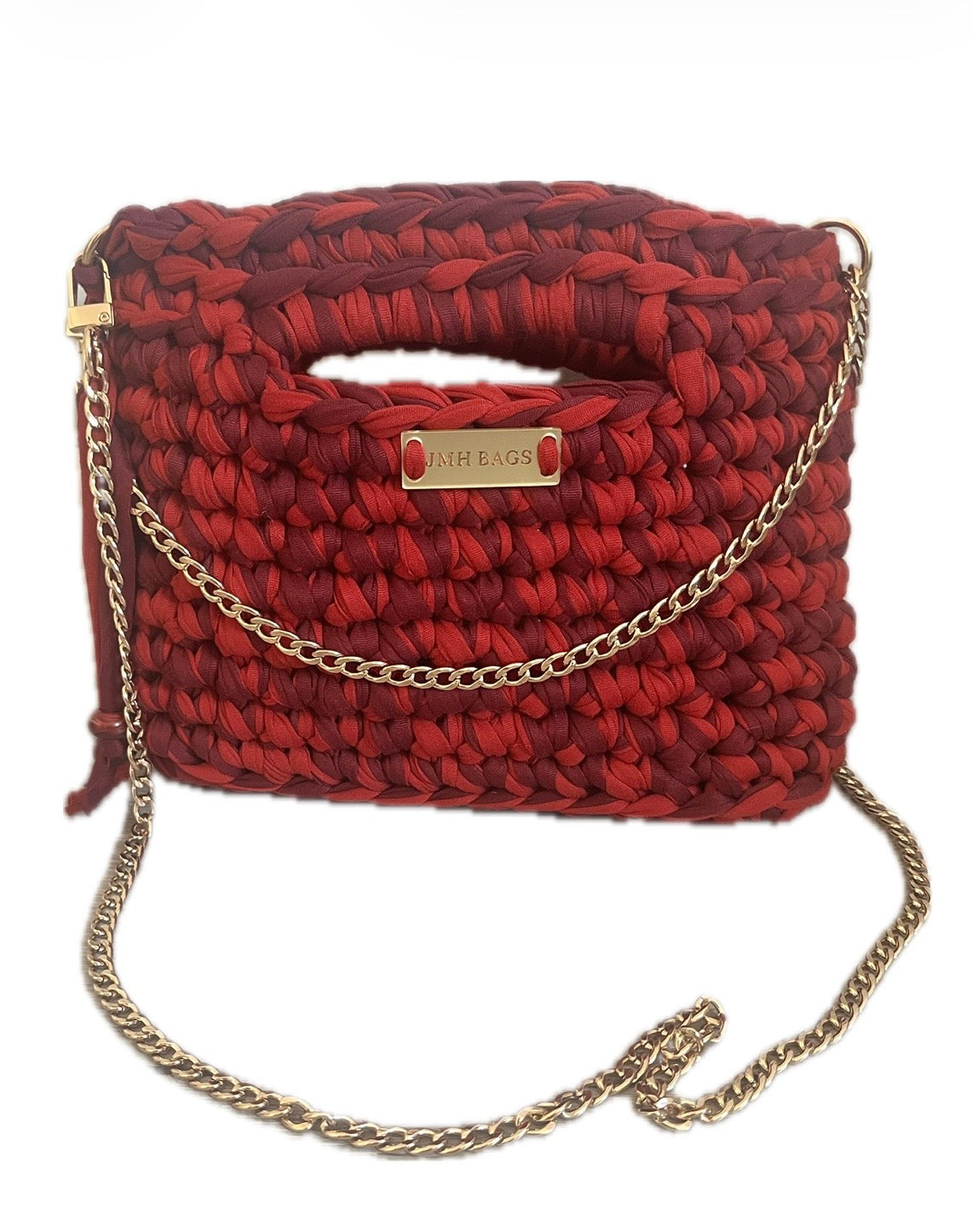 JMH Rich Red and Burgundy yarn tote