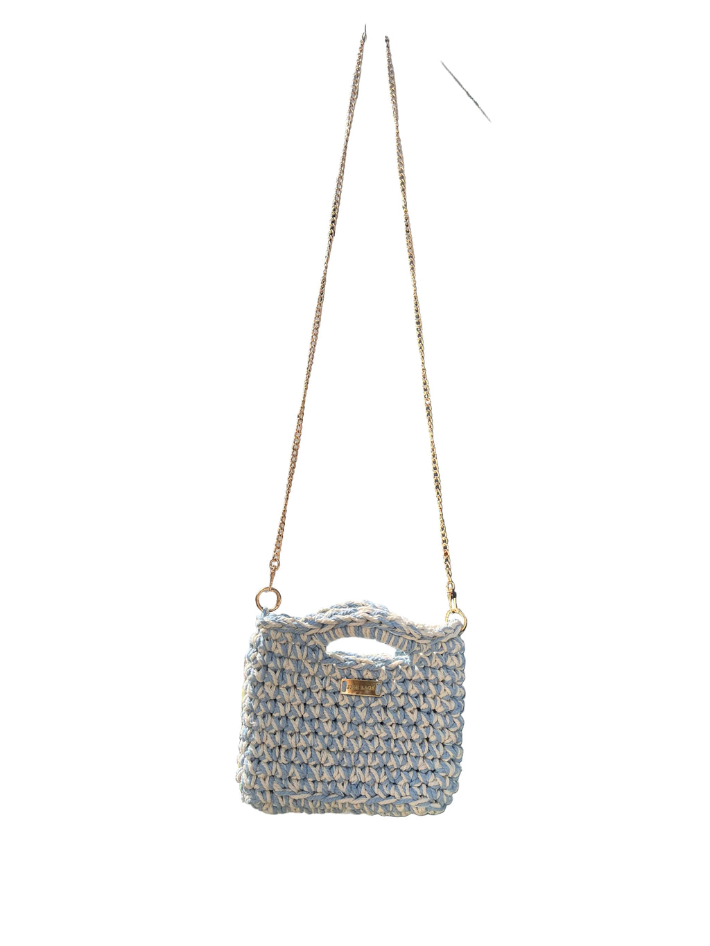 Macrame  Tote Blue / White