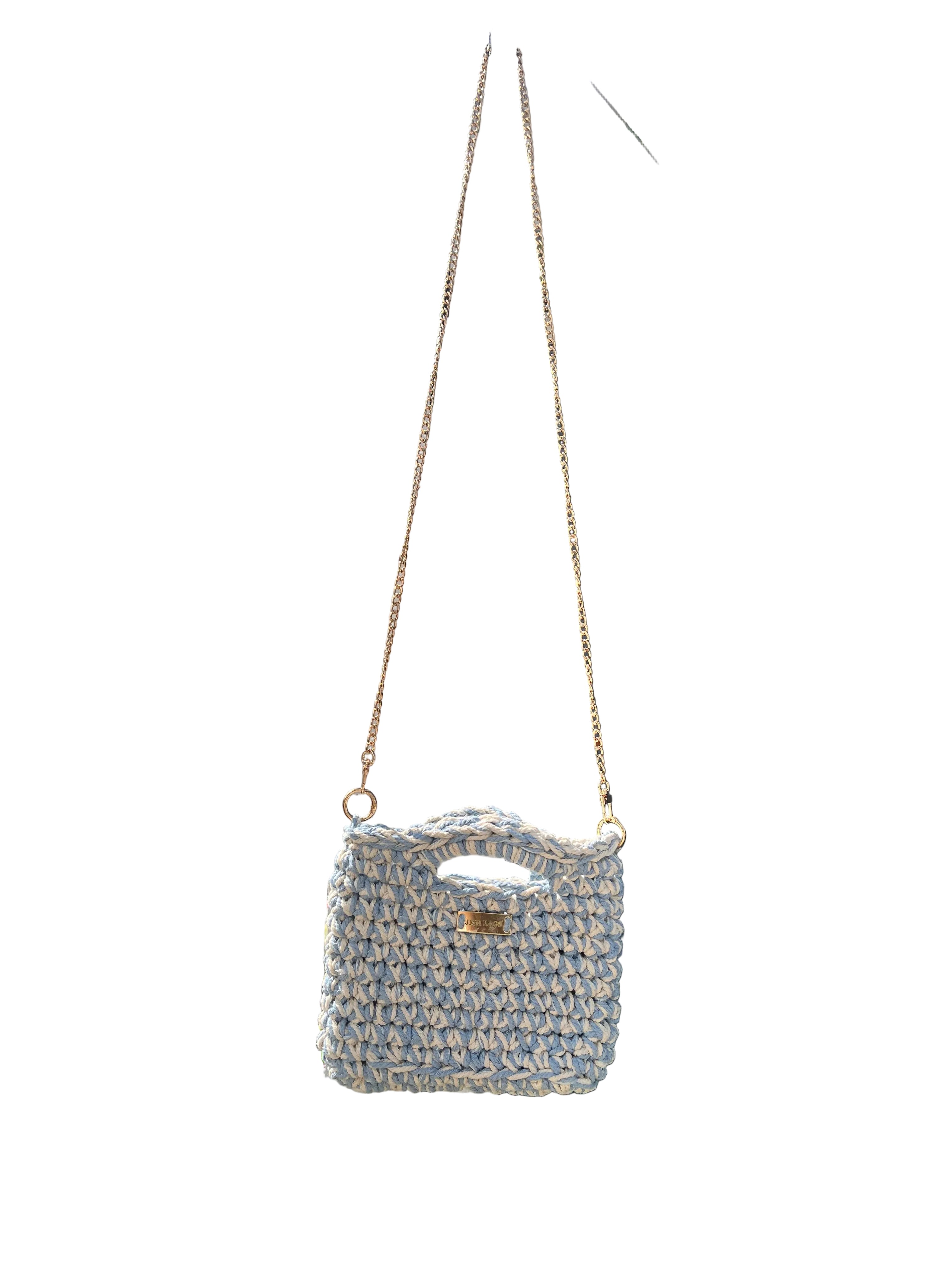 Macrame  Tote Blue / White