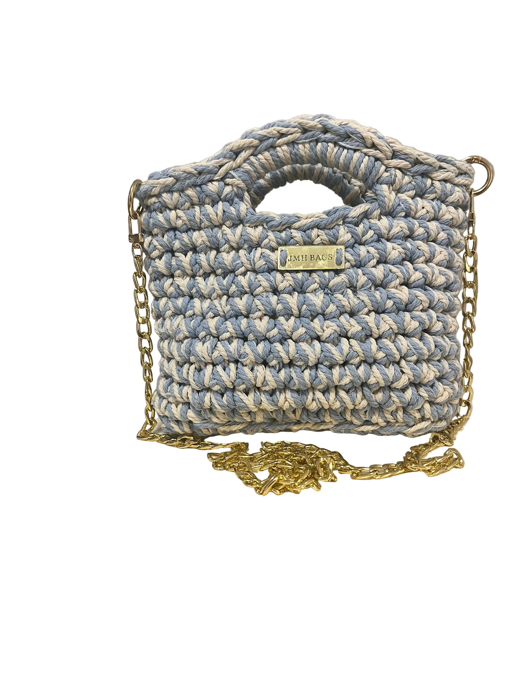 Macrame  Tote Blue / White