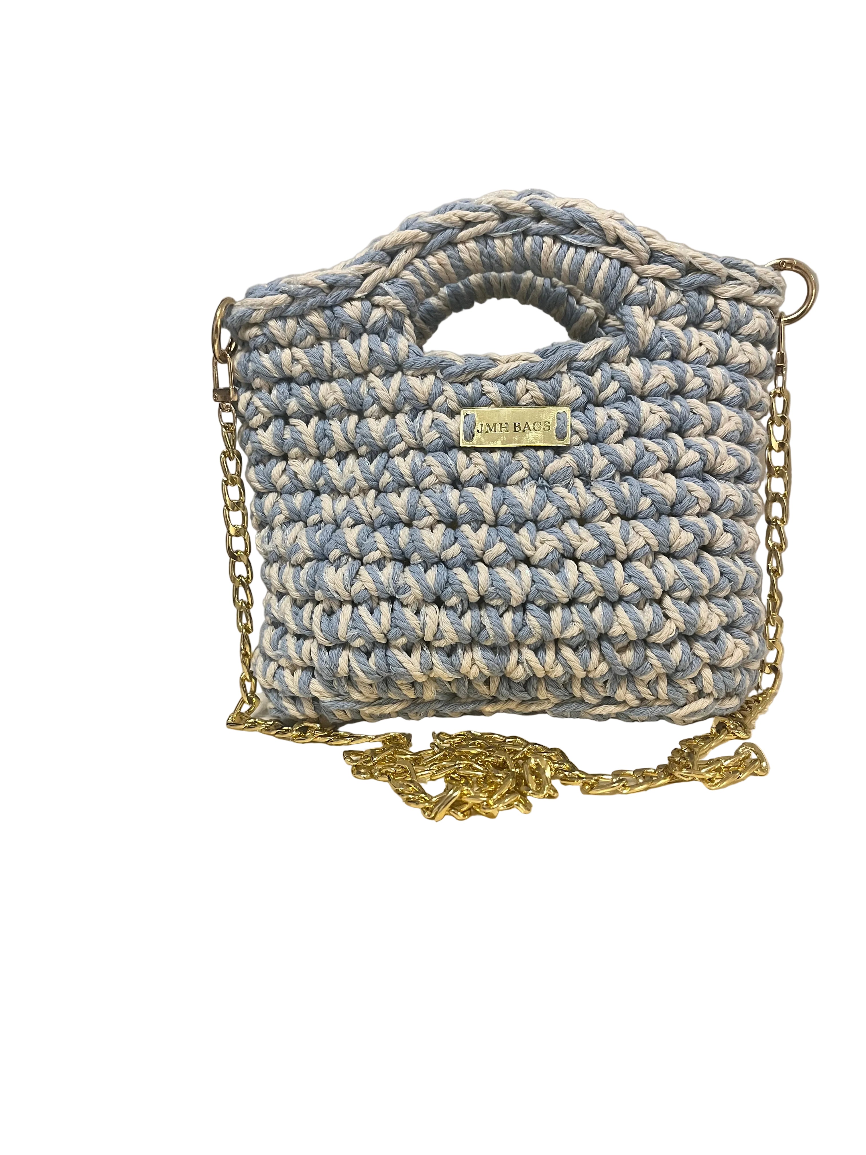 Macrame  Tote Blue / White