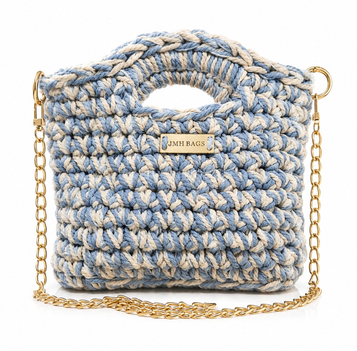 Macrame  Tote Blue / White